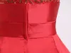 Elegant Red Sequins Satin Prom Dresses 2024 Ball Gown Strapless Sleeveless Backless Floor-Length / Long Prom Formal Dresses