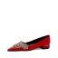 Chinese style Red Satin Rhinestone Wedding Shoes 2024 Low Heel Pointed Toe Wedding Pumps High Heels