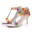 Charming Multi-Colors T-Strap Pearl Lace Flower Prom Womens Sandals 2024 7 cm Stiletto Heels Open / Peep Toe Sandals High Heels