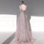 Charmant Rougissant Rose Paillettes Appliques Robe De Soirée 2023 Princesse Bretelles Spaghetti Sans Manches Dos Nu Longue Soirée Robe De Ceremonie