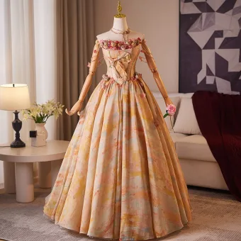Elegant Orange Appliques Prom Dresses 2024 A Line Princess Strapless Sleeveless Backless Floor Length Long Prom Formal Dresses