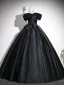 Vintage Schwarz Schleife Satin Ballkleider 2026 Ballkleid Off Shoulder Kurze Ärmel Rückenfreies Lange Festliche Kleider