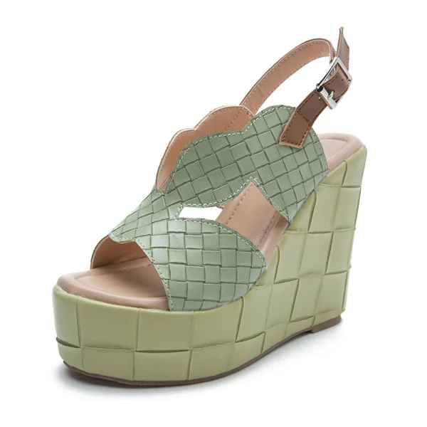 Chic / Beautiful Yellow Street Wear Womens Sandals 2022 Waterproof 13 cm Wedges Open / Peep Toe Sandals High Heels