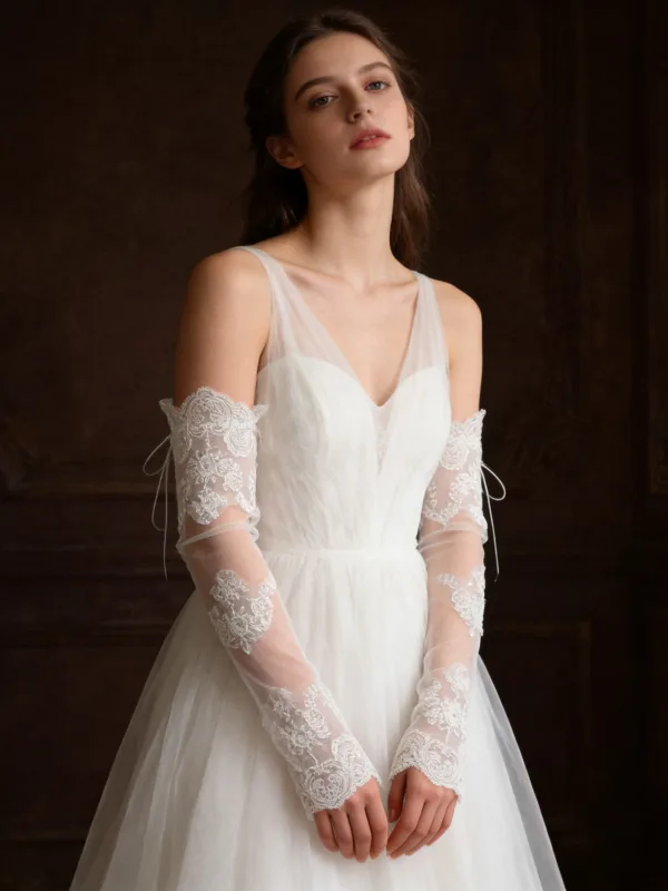 Simple Blanche En Dentelle Fleur Mariage Gants Mariage 2026 Tulle