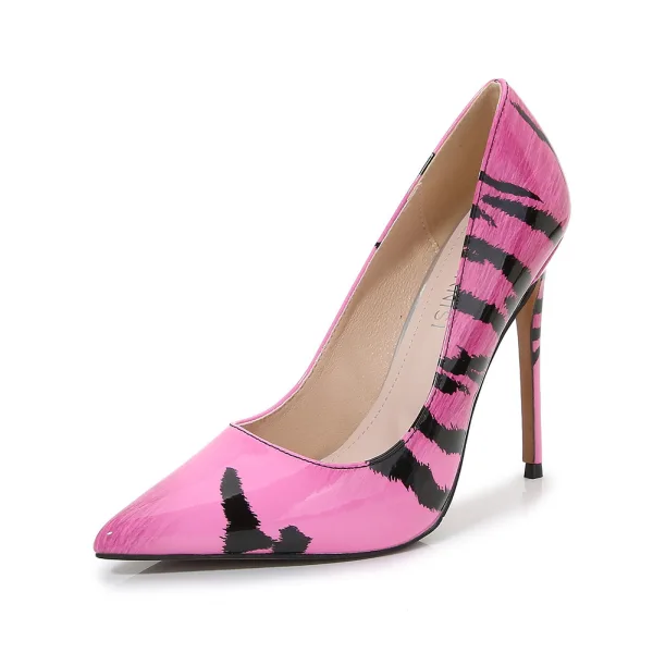 Chic / Beautiful Yellow Cocktail Party Doodle Pumps 2023 12 cm Stiletto Heels Pointed Toe Pumps High Heels