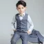 Océan Bleu 5 pièces Manches Longues Costume Garçon Mariage 2022 Manteau Pantalon Chemise Cravate Gilet Mariage
