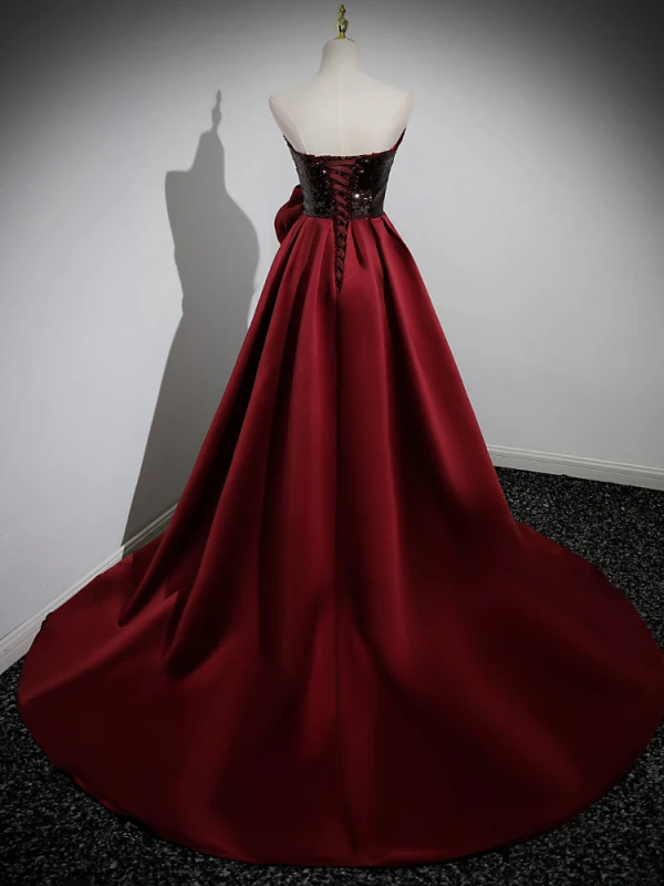 burgundy dress for a wedding Burgundy Fashion V neck Long Sleeves Bridesmaid Dresses, Wedding Party  Dress, MB111