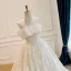 Luxury / Gorgeous White Beading Pearl Sequins Lace Flower Wedding Dresses 2026 Ball Gown Strapless Sleeveless Backless Floor-Length / Long