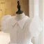 Chic / Belle Blanche Perle Paillettes Anniversaire Robe Ceremonie Fille 2022 Robe Boule Encolure Dégagée Manches Courtes Longue