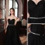 Charming Black Sequins Prom Dresses 2022 A-Line / Princess Organza Strapless Sleeveless Backless Rhinestone Sash Floor-Length / Long Prom Formal Dresses