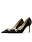 Charmant Schwarz Perle Abend Pumps 2024 Leder 8 cm Stilettos Spitzschuh Pumps Hochhackige