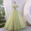 Modern / Fashion Sage Green Sequins Prom Dresses 2023 Ball Gown Off-The-Shoulder Sleeveless Backless Floor-Length / Long Prom Formal Dresses