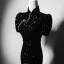 Vintage / Retro Black Beading Sequins Evening Party Cheongsam 2023 Trumpet / Mermaid High Neck Short Sleeve Backless Floor-Length / Long