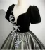 Demure Black Glitter Sequins Prom Dresses 2025 Ball Gown Square Neckline Puffy Short Sleeve Backless Floor-Length / Long Prom Formal Dresses