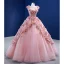 Fabulous Candy Pink Handmade  Beading Appliques Prom Dresses 2022 Ball Gown Scoop Neck Sequins Sleeveless Backless Floor-Length / Long Prom Formal Dresses