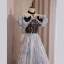 Fashion Sky Blue Glitter Rhinestone Prom Dresses 2023 A-Line / Princess Off-The-Shoulder Bow Short Sleeve Backless Floor-Length / Long Prom Formal Dresses