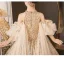 Sparkly Gold Sequins Birthday Sweep Train Flower Girl Dresses 2025 Ball Gown High Neck Short Sleeve