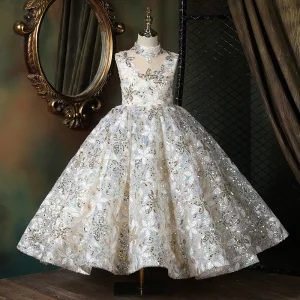 Sexy Blanche Perlage Paillettes Courte Anniversaire Robe Ceremonie Fille 2024 Robe Boule Col Haut Sans Manches Dos Nu