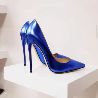 Sexy Royal Blue Evening Party Leather Pumps 2024 10 Cm Stiletto Heels Pointed Toe Pumps High Heels