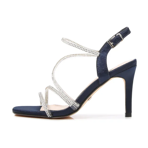 Sexy Sommer Rosa Abend Sandalen Damen 2022 Strass Knöchelriemen 8 cm Stilettos Spitzschuh Sandaletten Hochhackige