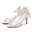 Élégant Blanche Perle Noeud Bride Cheville Chaussure De Mariée 2026 8 cm Talons Aiguilles Peep Toes / Bout Ouvert Mariage Sandales Talons Hauts