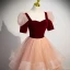 Chic / Beautiful Burgundy Glitter Cascading Ruffles Prom Dresses 2023 Ball Gown Square Neckline Short Sleeve Backless Floor-Length / Long Prom Formal Dresses