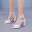 Elegante Weiß Perle Brautschuhe 2024 Hochzeit Knöchelriemen 9 cm Thick Heels Peeptoes Sandaletten Hochhackige