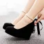 Chic / Beautiful Red Evening Party Pearl T-Strap Bow Womens Shoes 2023 10 cm Wedges Round Toe Womens Shoes