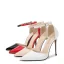 Schöne Weiß Abend Sandalen Damen 2023 Knöchelriemen 12 cm Stilettos Spitzschuh Damenschuhe Hochhackige