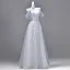 Flower Fairy Prom Dresses Grey Sequins Appliques Prom Dresses 2026 A-Line / Princess Spaghetti Straps Short Sleeve Backless Floor-Length / Long Formal Dresses