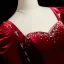 Vintage / Retro Burgundy Rhinestone Velvet Prom Dresses 2025 Trumpet / Mermaid Spaghetti Straps Long Sleeve Backless Sweep Train Formal Dresses