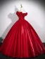 Elegant Burgundy Flower Satin Prom Dresses 2026 Ball Gown Sleeveless Backless Floor-Length / Long Prom Formal Dresses