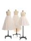 Chic / Beautiful White Beading Pearl Short Birthday Flower Girl Dresses 2024 Spaghetti Straps Sleeveless Backless