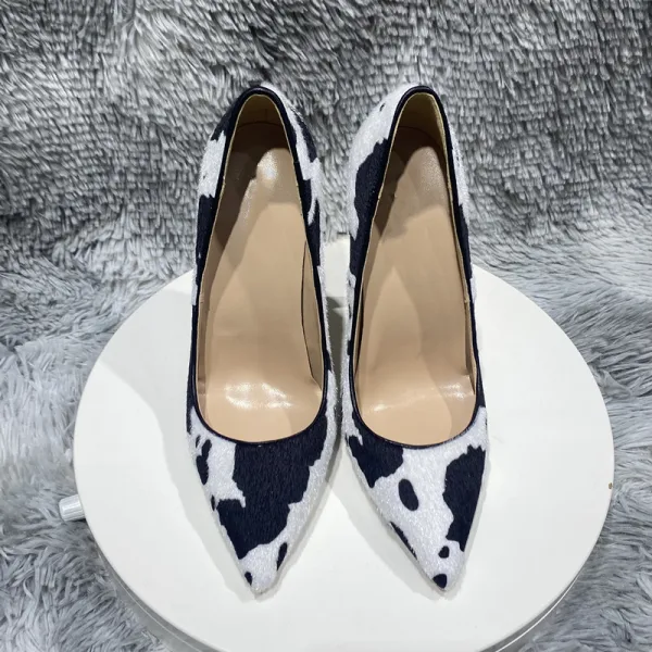 Chic / Belle Blanche Noire Soirée Patchwork Escarpins 2023 12 cm Talons Aiguilles À Bout Pointu Escarpins Talons Hauts