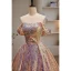 Glitzernden Sexy Rose Gold Pailletten Ballkleider 2023 Ballkleid Bandeau Ärmellos Rückenfreies Sweep / Pinsel Zug Ball Festliche Kleider