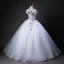 Chic / Beautiful Sky Blue Beading Sequins Appliques Prom Dresses 2023 Ball Gown Off-The-Shoulder Sleeveless Backless Floor-Length / Long Formal Dresses