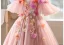 Chic / Beautiful Blushing Pink Lace Flower Appliques Birthday Flower Girl Dresses 2026 Ball Gown Scoop Neck Short Sleeve Backless