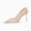 Charmant Gold Perle Pailletten Brautschuhe 2022 Leder 8 cm Stilettos Spitzschuh Hochzeit Pumps Hochhackige