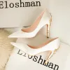 Chic / Beautiful Ivory Satin Wedding Shoes 2022 Metal Flower Rhinestone 10 cm Stiletto Heels Pointed Toe Wedding Pumps High Heels
