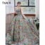 Fancy Green Embroidered Floral Prom Dresses 2023 Ball Gown Strapless Sleeveless Backless Floor-Length / Long Prom Formal Dresses