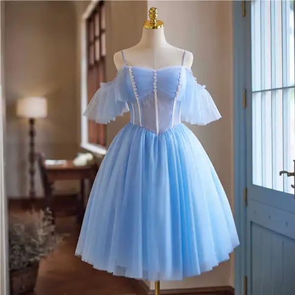 Cute Tiffany Blue Lace Short Graduation Homecoming Dress Formal 19th Birthday Outfits Y9941