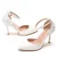 Élégant Blanche Faux Diamant En Dentelle Fleur Chaussure De Mariée 2023 Bride Cheville 9 cm Talons Aiguilles À Bout Pointu Mariage Sandales Talons Hauts
