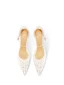 Fashion White Beading Tulle Wedding Shoes 2024 Ankle Strap 8 cm Stiletto Heels Pointed Toe Wedding Sandals High Heels