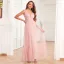 Chic / Beautiful Blushing Pink Prom Dresses 2024 A-Line / Princess V-Neck Sleeveless Backless Floor-Length / Long Prom Formal Dresses