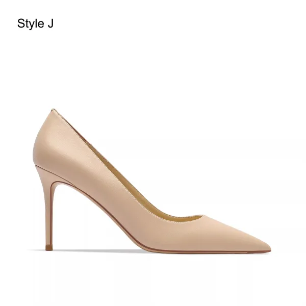 Chic / Beautiful Nude Leather Handmade  Evening Party Pumps 2024 8 cm Stiletto Heels Pointed Toe Pumps High Heels