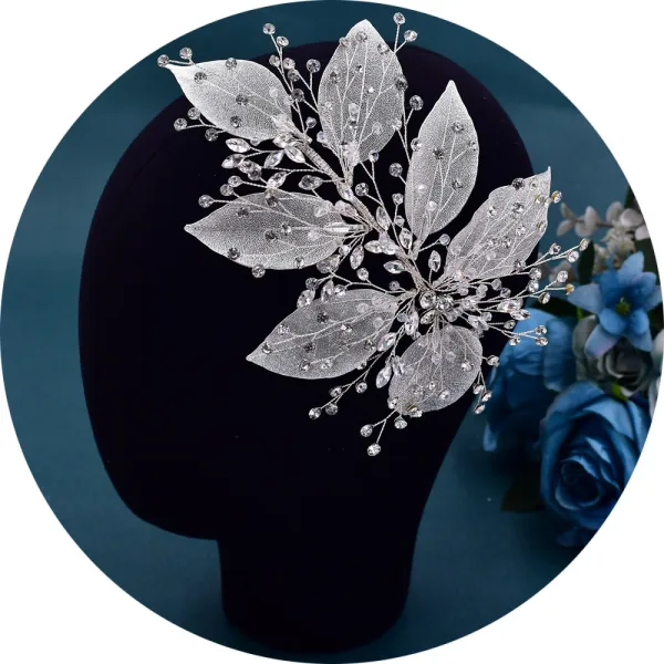 Fashion Silver Handmade  Rhinestone Leaf Wedding Bridal Hair Accessories 2023 Alloy