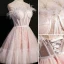 Sexy Rougissant Rose Anniversaire Courte Robe De Fête 2022 Princesse Bustier Plumes Sans Manches Dos Nu Ceinture Robe De Ceremonie