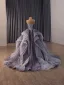 Sparkly High-end Purple Cascading Ruffles Star Sequins Prom Dresses 2026 Ball Gown Strapless Sleeveless Backless Chapel Train Formal Dresses