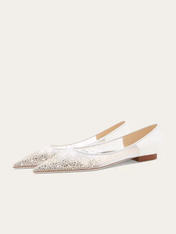 Chic Belle Blanche Faux Diamant Plate Cuir Chaussure De Mariée 2025 Mariage À Bout Pointu Talons