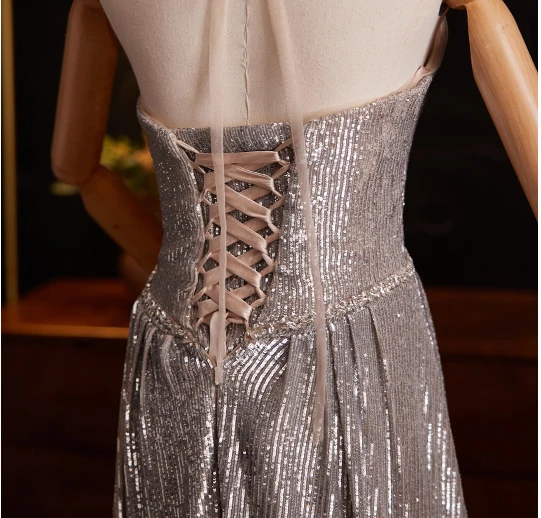 Sexy Silver Glitter Sequins With Shawl Evening Dresses 2024 Trumpet / Mermaid Halter Sleeveless Floor-Length / Long Evening Party Formal Dresses